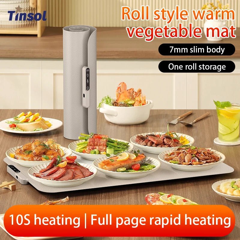 TINSOL New Food Insulation Mat Foldable Silicone Heating Pad Portable Food Cart Insulation Mat 8 - Level Temperature Adjustment - Fix & GoTINSOL New Food Insulation Mat Foldable Silicone Heating Pad Portable Food Cart Insulation Mat 8 - Level Temperature AdjustmentFix & Go
