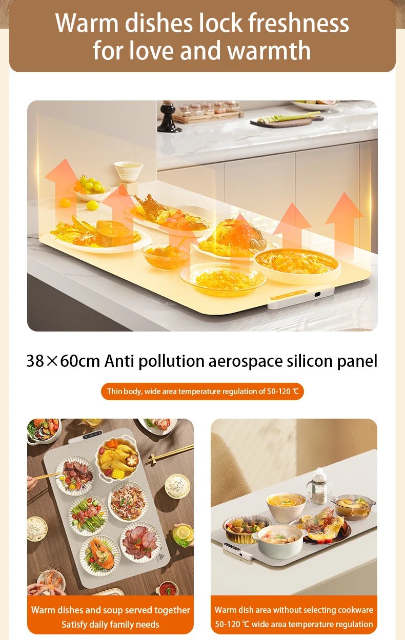 TINSOL New Food Insulation Mat Foldable Silicone Heating Pad Portable Food Cart Insulation Mat 8 - Level Temperature Adjustment - Fix & GoTINSOL New Food Insulation Mat Foldable Silicone Heating Pad Portable Food Cart Insulation Mat 8 - Level Temperature AdjustmentFix & Go