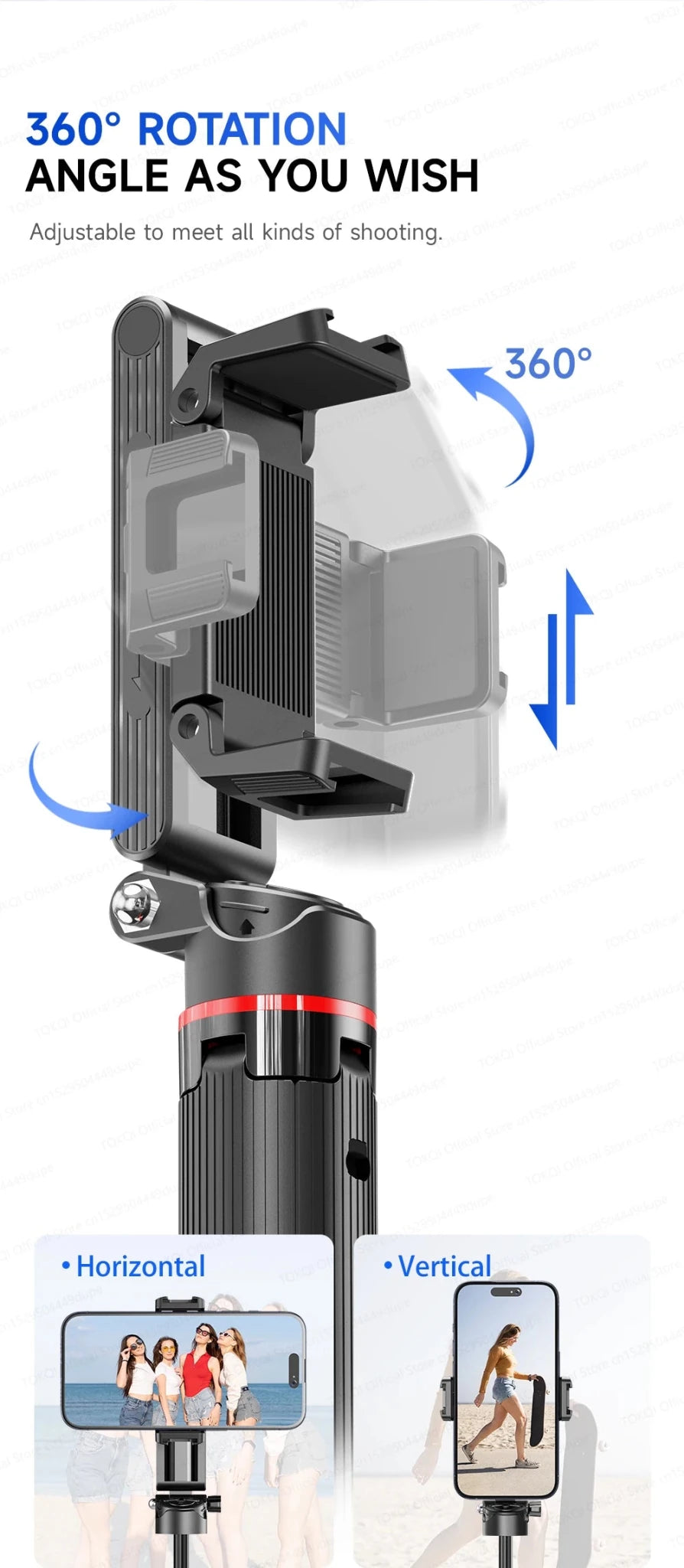 TOKQI Tripod Extendable Selfie Stick Phone Holder Mini Quadpod for Mobile Phone Vlog Video Recording with Zoom, Optional Light - Fix & GoTOKQI Tripod Extendable Selfie Stick Phone Holder Mini Quadpod for Mobile Phone Vlog Video Recording with Zoom, Optional LightVidéo & PhotoFix & Go