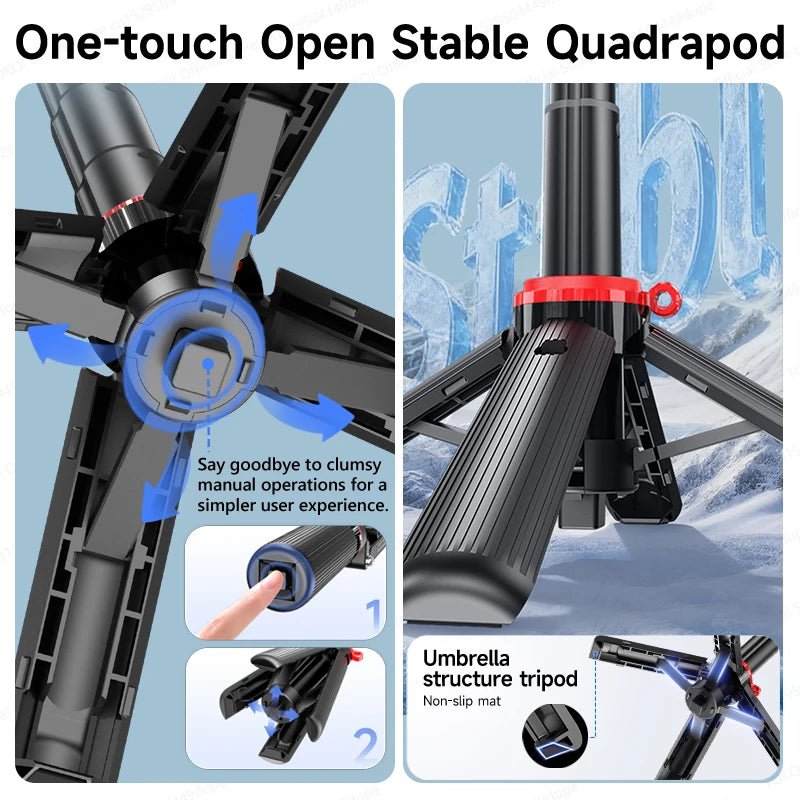 TOKQI Tripod Extendable Selfie Stick Phone Holder Mini Quadpod for Mobile Phone Vlog Video Recording with Zoom, Optional Light - Fix & GoTOKQI Tripod Extendable Selfie Stick Phone Holder Mini Quadpod for Mobile Phone Vlog Video Recording with Zoom, Optional LightVidéo & PhotoFix & Go