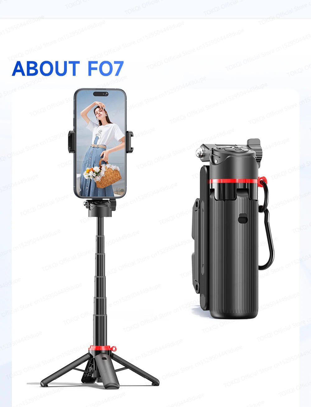 TOKQI Tripod Extendable Selfie Stick Phone Holder Mini Quadpod for Mobile Phone Vlog Video Recording with Zoom, Optional Light - Fix & GoTOKQI Tripod Extendable Selfie Stick Phone Holder Mini Quadpod for Mobile Phone Vlog Video Recording with Zoom, Optional LightVidéo & PhotoFix & Go