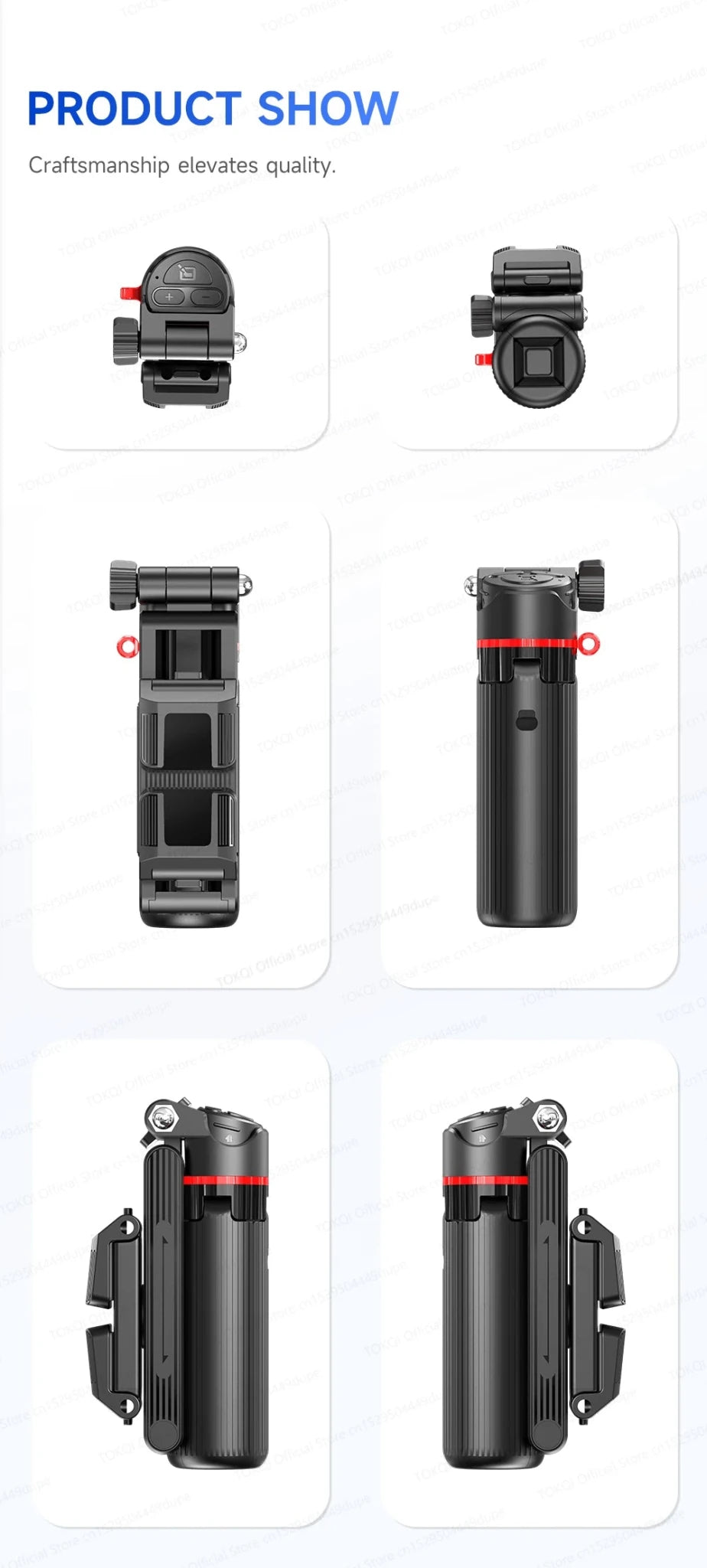 TOKQI Tripod Extendable Selfie Stick Phone Holder Mini Quadpod for Mobile Phone Vlog Video Recording with Zoom, Optional Light - Fix & GoTOKQI Tripod Extendable Selfie Stick Phone Holder Mini Quadpod for Mobile Phone Vlog Video Recording with Zoom, Optional LightVidéo & PhotoFix & Go