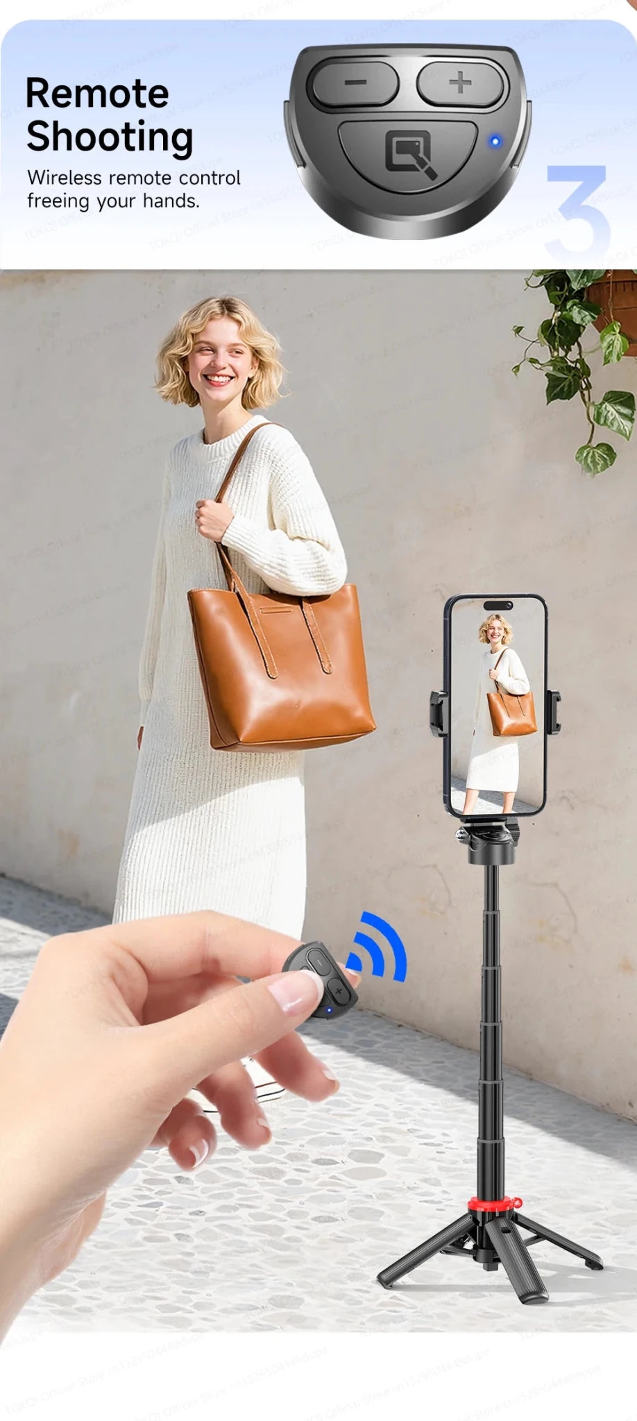 TOKQI Tripod Extendable Selfie Stick Phone Holder Mini Quadpod for Mobile Phone Vlog Video Recording with Zoom, Optional Light - Fix & GoTOKQI Tripod Extendable Selfie Stick Phone Holder Mini Quadpod for Mobile Phone Vlog Video Recording with Zoom, Optional LightVidéo & PhotoFix & Go