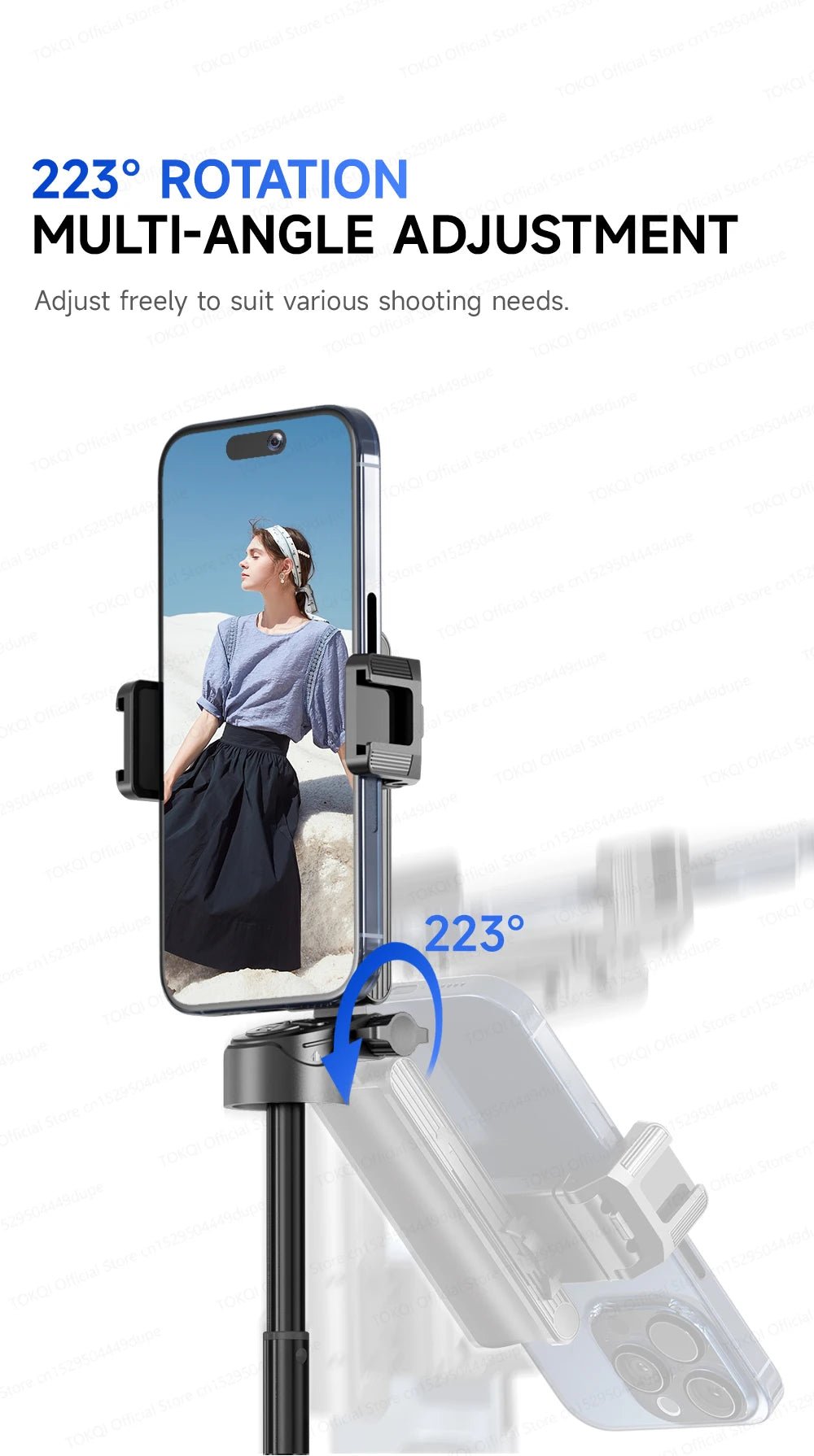 TOKQI Tripod Extendable Selfie Stick Phone Holder Mini Quadpod for Mobile Phone Vlog Video Recording with Zoom, Optional Light - Fix & GoTOKQI Tripod Extendable Selfie Stick Phone Holder Mini Quadpod for Mobile Phone Vlog Video Recording with Zoom, Optional LightVidéo & PhotoFix & Go