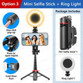 TOKQI Tripod Extendable Selfie Stick Phone Holder Mini Quadpod for Mobile Phone Vlog Video Recording with Zoom, Optional Light - Fix & GoTOKQI Tripod Extendable Selfie Stick Phone Holder Mini Quadpod for Mobile Phone Vlog Video Recording with Zoom, Optional LightVidéo & PhotoFix & Go