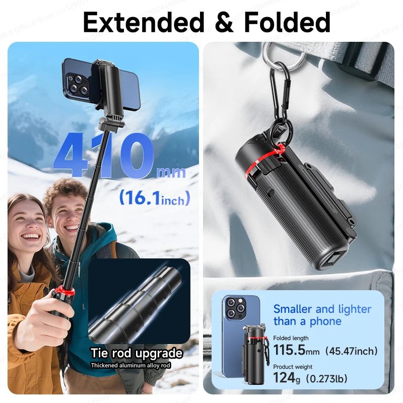TOKQI Tripod Extendable Selfie Stick Phone Holder Mini Quadpod for Mobile Phone Vlog Video Recording with Zoom, Optional Light - Fix & GoTOKQI Tripod Extendable Selfie Stick Phone Holder Mini Quadpod for Mobile Phone Vlog Video Recording with Zoom, Optional LightVidéo & PhotoFix & Go
