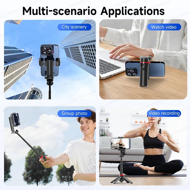 TOKQI Tripod Extendable Selfie Stick Phone Holder Mini Quadpod for Mobile Phone Vlog Video Recording with Zoom, Optional Light - Fix & GoTOKQI Tripod Extendable Selfie Stick Phone Holder Mini Quadpod for Mobile Phone Vlog Video Recording with Zoom, Optional LightVidéo & PhotoFix & Go