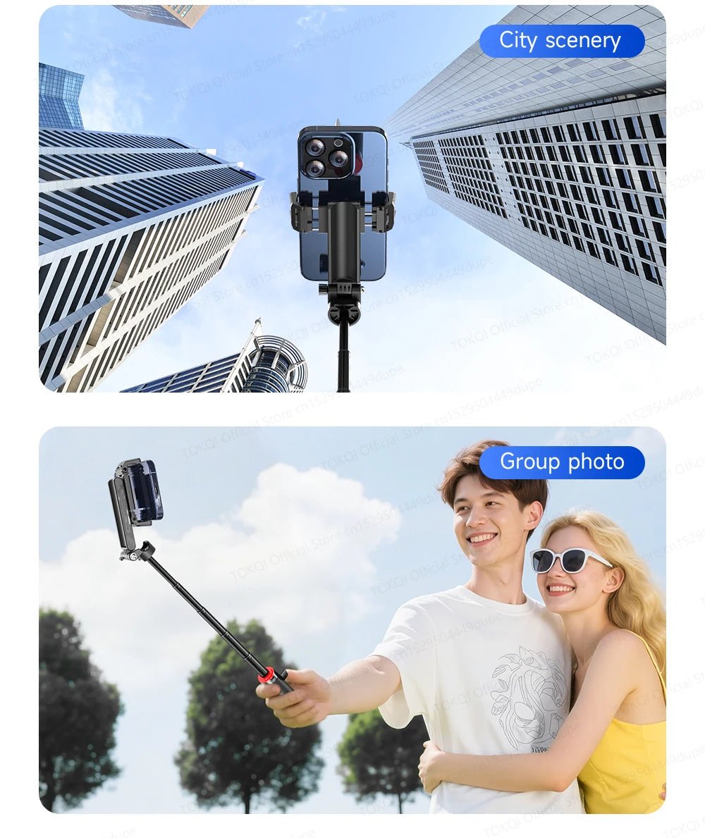 TOKQI Tripod Extendable Selfie Stick Phone Holder Mini Quadpod for Mobile Phone Vlog Video Recording with Zoom, Optional Light - Fix & GoTOKQI Tripod Extendable Selfie Stick Phone Holder Mini Quadpod for Mobile Phone Vlog Video Recording with Zoom, Optional LightVidéo & PhotoFix & Go