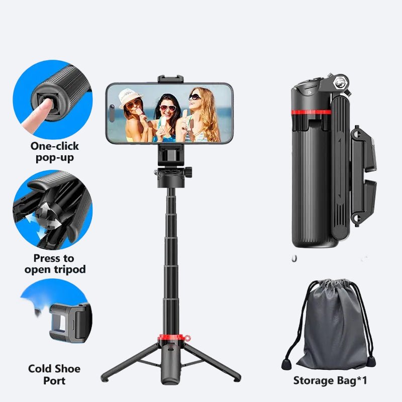 TOKQI Tripod Extendable Selfie Stick Phone Holder Mini Quadpod for Mobile Phone Vlog Video Recording with Zoom, Optional Light - Fix & GoTOKQI Tripod Extendable Selfie Stick Phone Holder Mini Quadpod for Mobile Phone Vlog Video Recording with Zoom, Optional LightVidéo & PhotoFix & Go