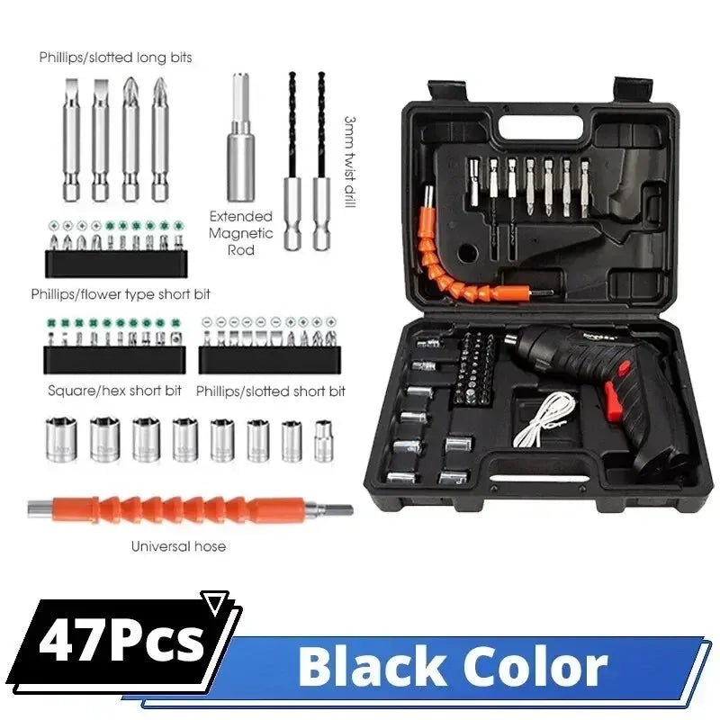 Tournevis électrique sans fil 47 en 1, ensemble 90 ° Lampe LED portable rechargeable et rotative pour la maison, le bureau et les réparations DIY - FATAONTournevis électrique sans fil 47 en 1, ensemble 90 ° Lampe LED portable rechargeable et rotative pour la maison, le bureau et les réparations DIYOutils & PerformanceFATAON