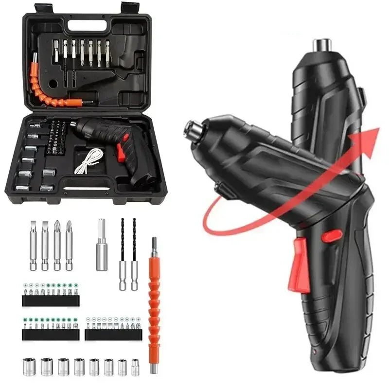 Tournevis électrique sans fil 47 en 1, ensemble 90 ° Lampe LED portable rechargeable et rotative pour la maison, le bureau et les réparations DIY - FATAONTournevis électrique sans fil 47 en 1, ensemble 90 ° Lampe LED portable rechargeable et rotative pour la maison, le bureau et les réparations DIYOutils & PerformanceFATAON