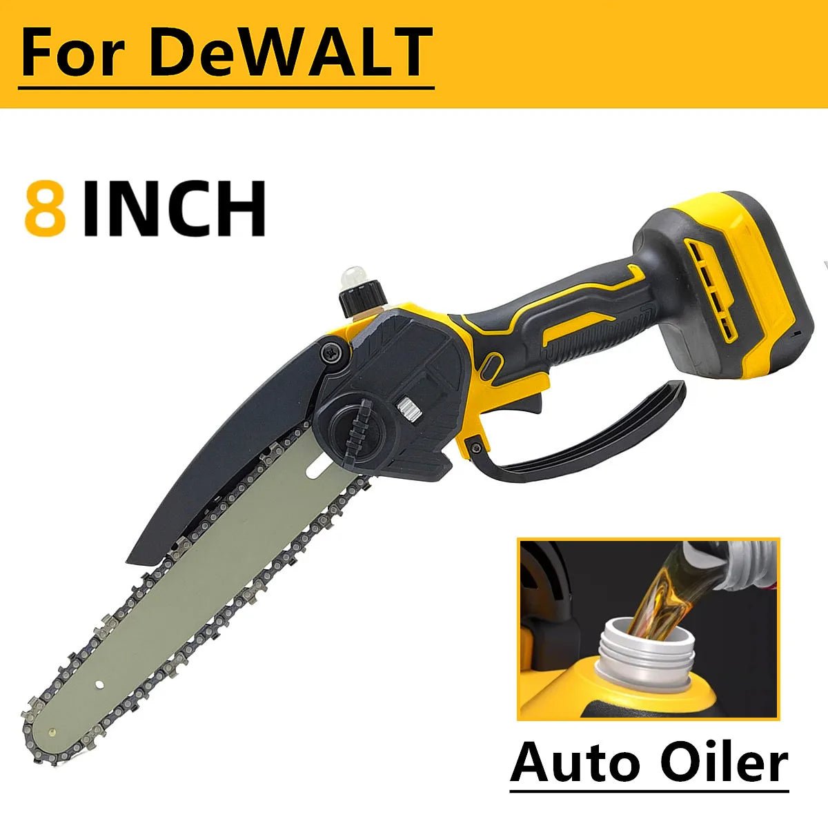 Tronçonneuse électrique sans fil de 8 pouces, huileur automatique, scie à chaîne de jardin, outils électriques de taille pour batterie Dewalt 20V - FATAONTronçonneuse électrique sans fil de 8 pouces, huileur automatique, scie à chaîne de jardin, outils électriques de taille pour batterie Dewalt 20VOutils & PerformanceFATAON