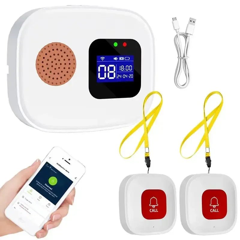 Tuya SOS WiFi sans fil soignant téléavertisseur système de bouton d'appel bouton d'alerte d'urgence pour personnes âgées Patient handicapé personnes âgées intérieur - FATAONTuya SOS WiFi sans fil soignant téléavertisseur système de bouton d'appel bouton d'alerte d'urgence pour personnes âgées Patient handicapé personnes âgées intérieurSolutions MaisonFATAON