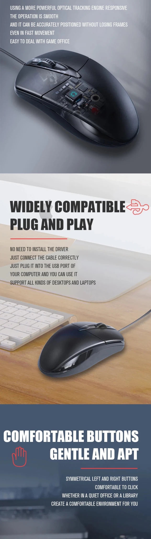 USB Filaire Souris D'ordinateur Souris Optique Gamer PC Portable Ordinateur Portable Souris Souris pour Bureau À La Maison - FATAONUSB Filaire Souris D'ordinateur Souris Optique Gamer PC Portable Ordinateur Portable Souris Souris pour Bureau À La MaisonProductivité & OrganisationFATAON