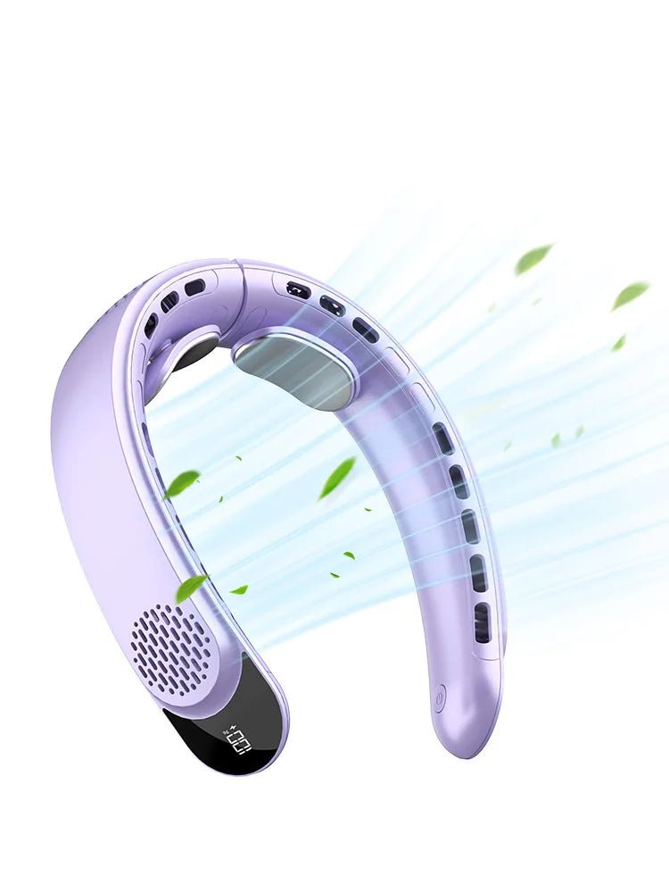 Ventilateur de cou portable sans pales 4000 mAh, conception turbine sans aubes, 3 vitesses, vent super puissant, refroidissement rapide, affichage numérique pour l'extérieur - FATAONVentilateur de cou portable sans pales 4000 mAh, conception turbine sans aubes, 3 vitesses, vent super puissant, refroidissement rapide, affichage numérique pour l'extérieurTechnologie IntelligenteFATAON