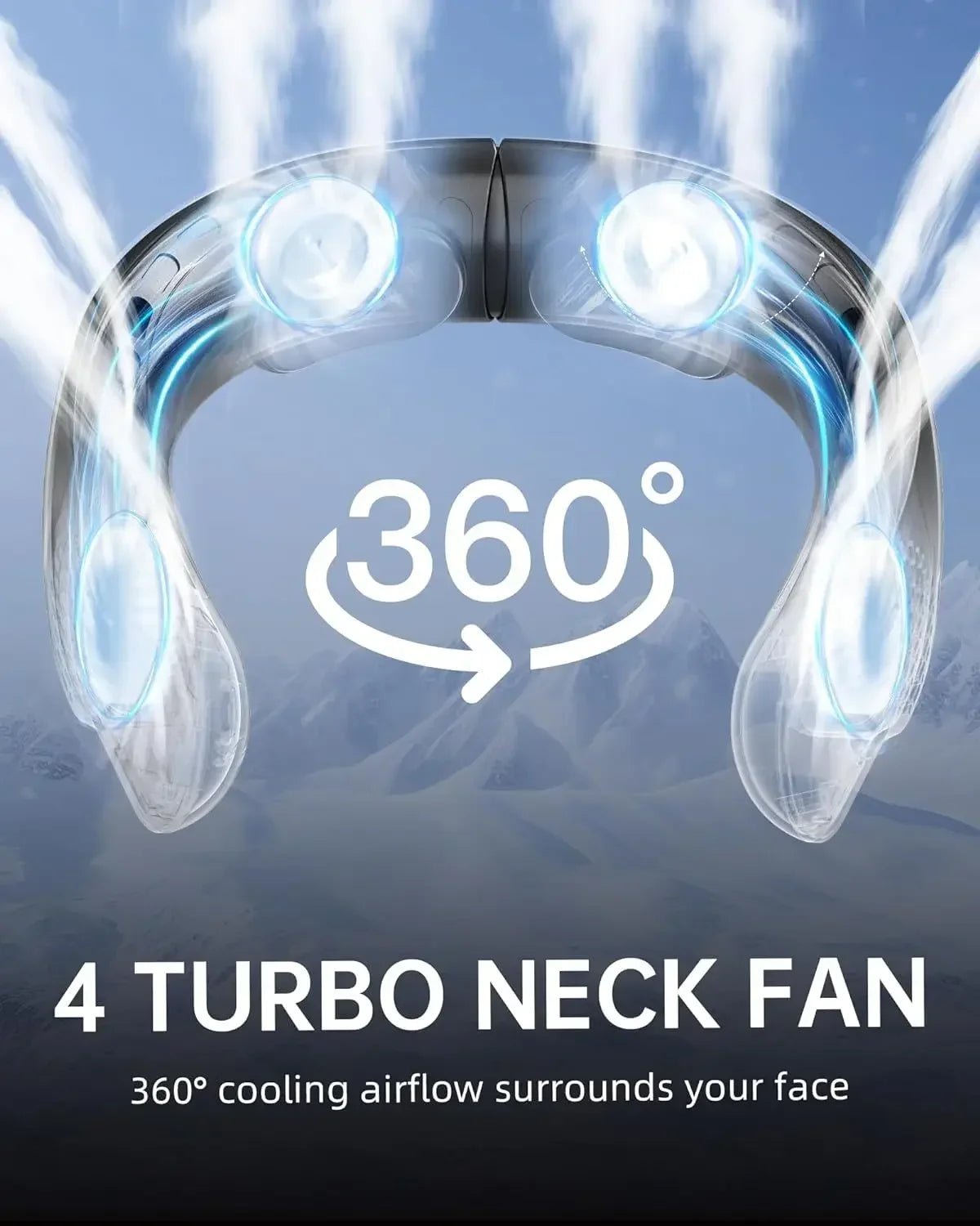 Ventilateur de cou portable sans pales 4000 mAh, conception turbine sans aubes, 3 vitesses, vent super puissant, refroidissement rapide, affichage numérique pour l'extérieur - FATAONVentilateur de cou portable sans pales 4000 mAh, conception turbine sans aubes, 3 vitesses, vent super puissant, refroidissement rapide, affichage numérique pour l'extérieurTechnologie IntelligenteFATAON