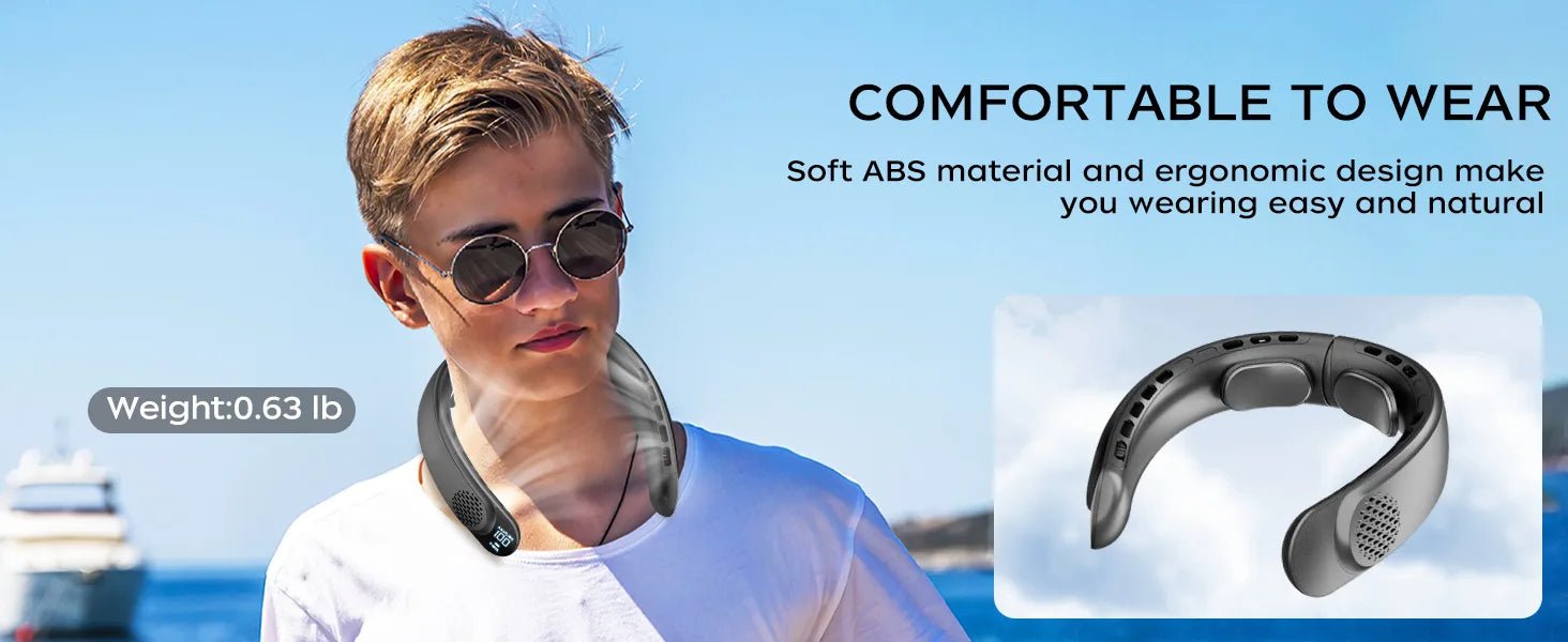 Ventilateur de cou portable sans pales 4000 mAh, conception turbine sans aubes, 3 vitesses, vent super puissant, refroidissement rapide, affichage numérique pour l'extérieur - FATAONVentilateur de cou portable sans pales 4000 mAh, conception turbine sans aubes, 3 vitesses, vent super puissant, refroidissement rapide, affichage numérique pour l'extérieurTechnologie IntelligenteFATAON