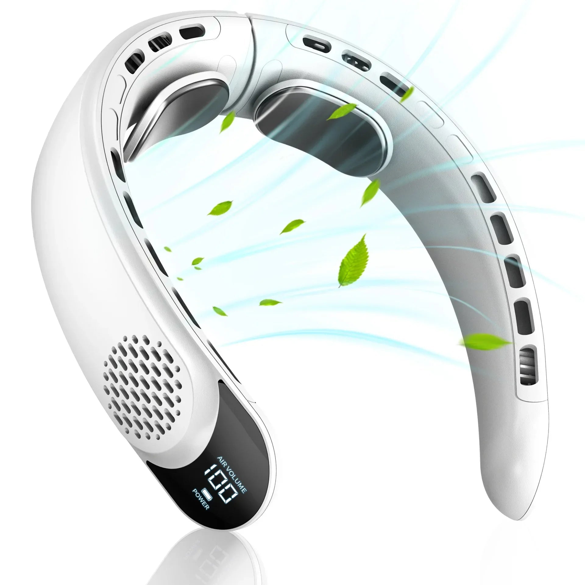 Ventilateur de cou portable sans pales 4000 mAh, conception turbine sans aubes, 3 vitesses, vent super puissant, refroidissement rapide, affichage numérique pour l'extérieur - FATAONVentilateur de cou portable sans pales 4000 mAh, conception turbine sans aubes, 3 vitesses, vent super puissant, refroidissement rapide, affichage numérique pour l'extérieurTechnologie IntelligenteFATAON