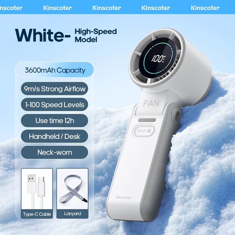 Ventilateur portable haute vitesse à refroidissement rapide, rechargeable 3600 mAh, 100 vitesses réglables, mini ventilateur turbo pliable avec cordon - FATAONVentilateur portable haute vitesse à refroidissement rapide, rechargeable 3600 mAh, 100 vitesses réglables, mini ventilateur turbo pliable avec cordonTechnologie IntelligenteFATAON