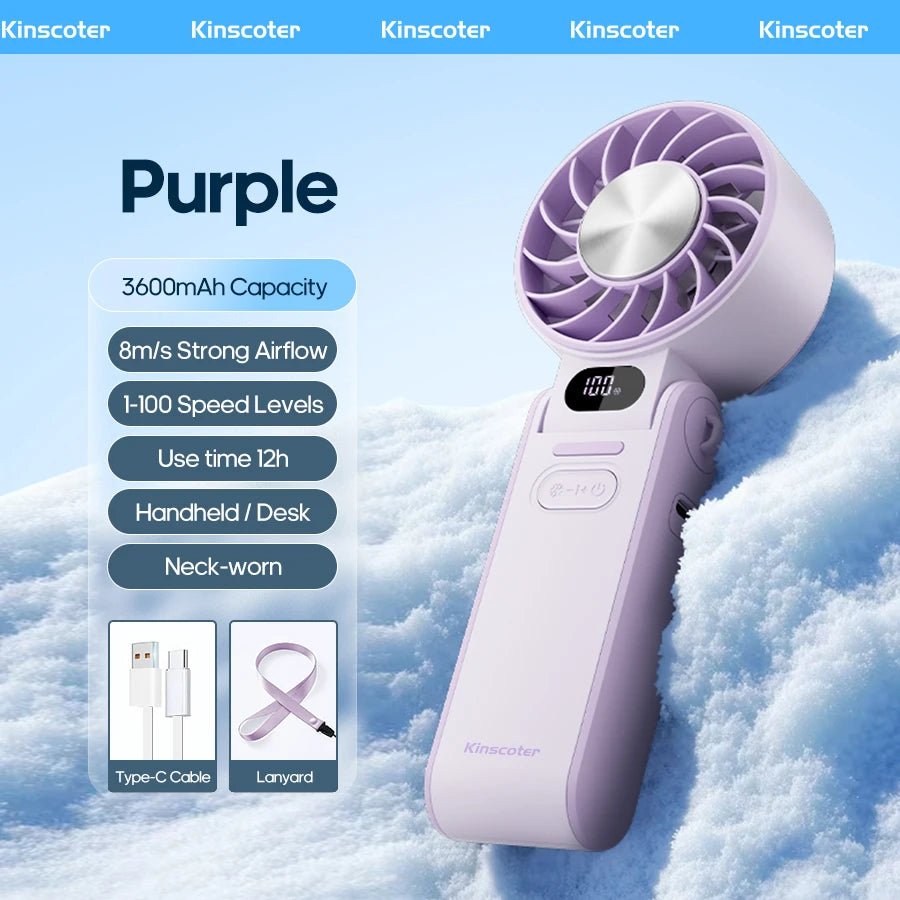 Ventilateur portable haute vitesse à refroidissement rapide, rechargeable 3600 mAh, 100 vitesses réglables, mini ventilateur turbo pliable avec cordon - FATAONVentilateur portable haute vitesse à refroidissement rapide, rechargeable 3600 mAh, 100 vitesses réglables, mini ventilateur turbo pliable avec cordonTechnologie IntelligenteFATAON