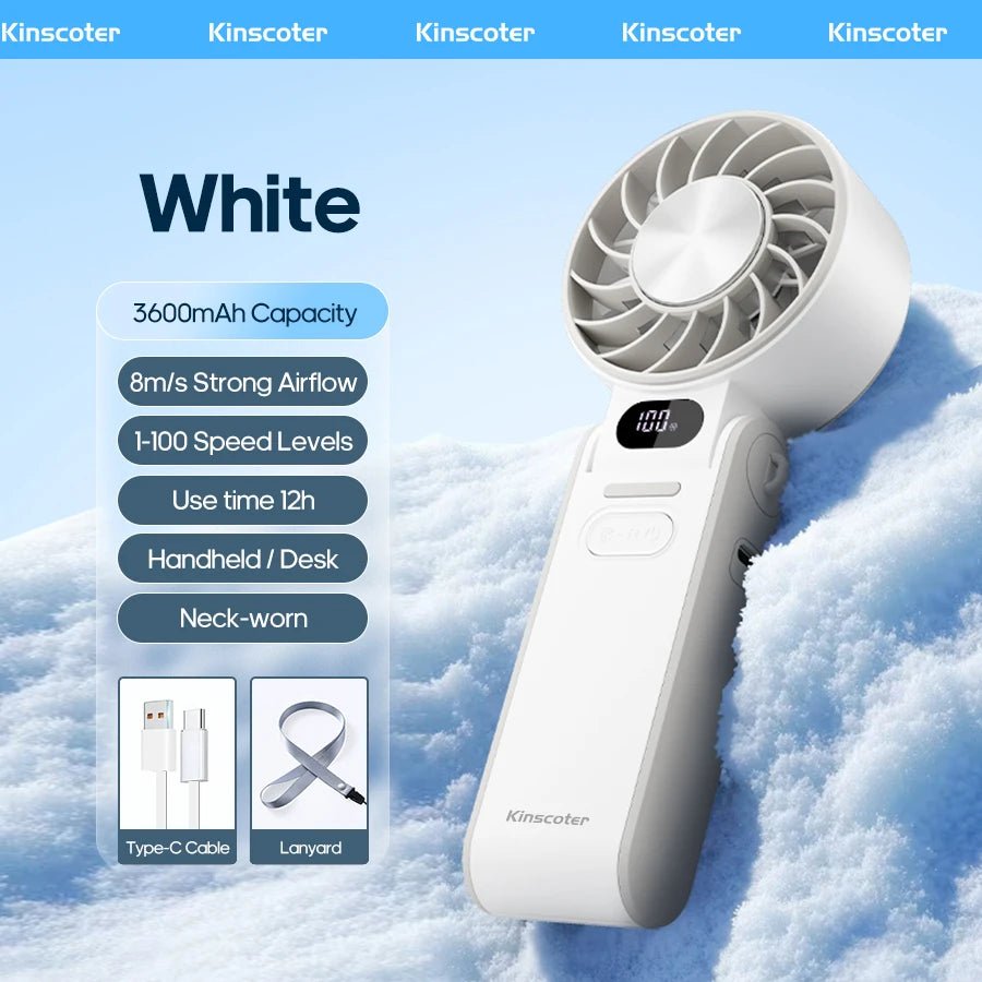 Ventilateur portable haute vitesse à refroidissement rapide, rechargeable 3600 mAh, 100 vitesses réglables, mini ventilateur turbo pliable avec cordon - FATAONVentilateur portable haute vitesse à refroidissement rapide, rechargeable 3600 mAh, 100 vitesses réglables, mini ventilateur turbo pliable avec cordonTechnologie IntelligenteFATAON