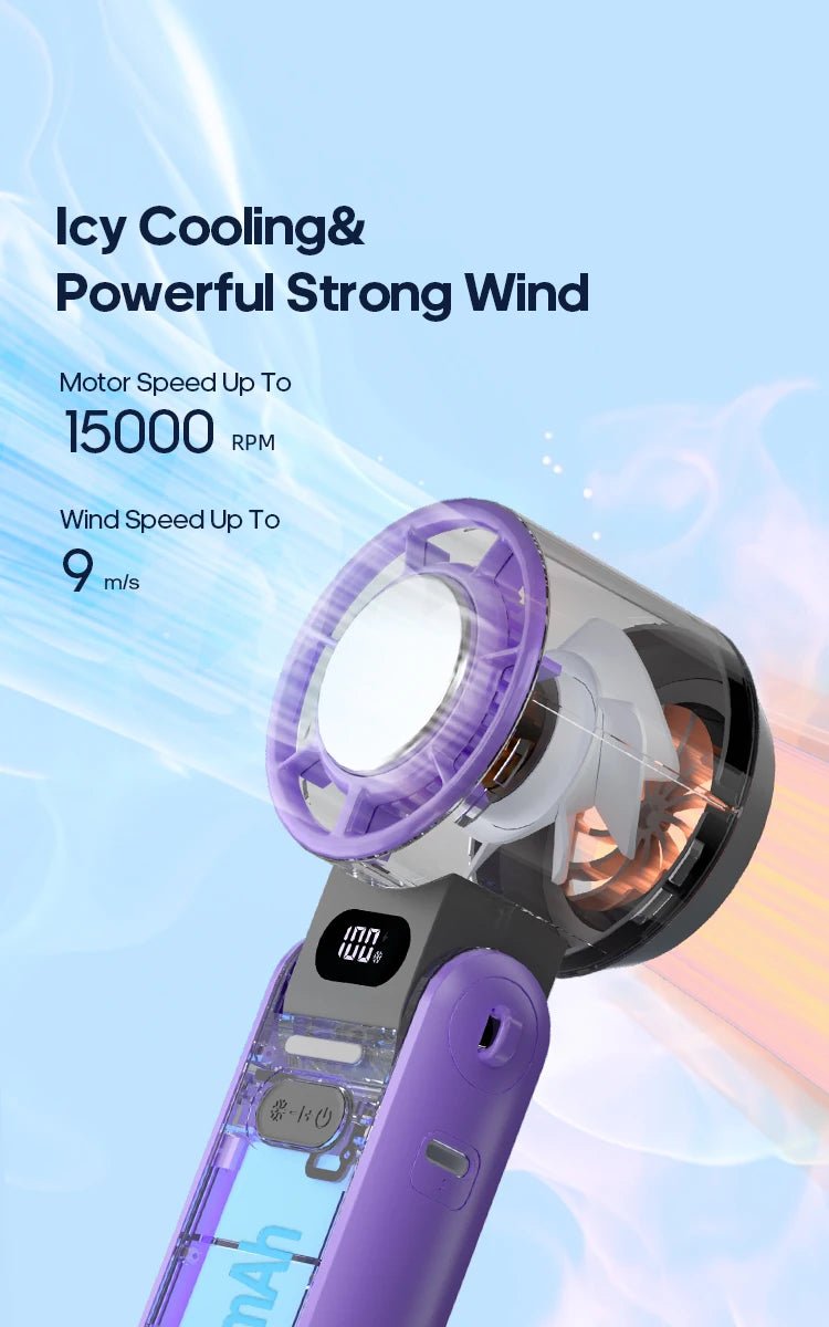 Ventilateur portable haute vitesse à refroidissement rapide, rechargeable 3600 mAh, 100 vitesses réglables, mini ventilateur turbo pliable avec cordon - FATAONVentilateur portable haute vitesse à refroidissement rapide, rechargeable 3600 mAh, 100 vitesses réglables, mini ventilateur turbo pliable avec cordonTechnologie IntelligenteFATAON
