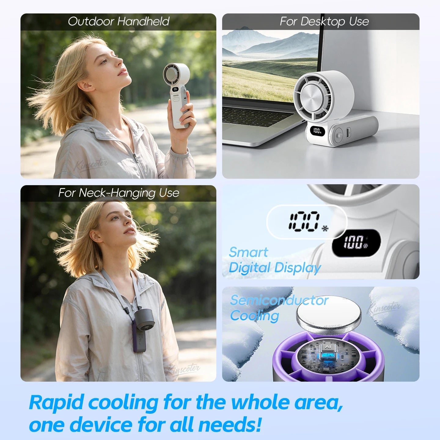 Ventilateur portable haute vitesse à refroidissement rapide, rechargeable 3600 mAh, 100 vitesses réglables, mini ventilateur turbo pliable avec cordon - FATAONVentilateur portable haute vitesse à refroidissement rapide, rechargeable 3600 mAh, 100 vitesses réglables, mini ventilateur turbo pliable avec cordonTechnologie IntelligenteFATAON