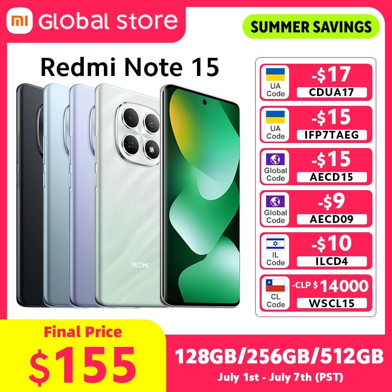 Version Globale Xiaomi Redmi Note 15 4G Smartphone 128 Go / 256 Go ROM Appareil Photo 108 MP Écran AMOLED 6,77 pouces MTK Helio G100-Ultra 33W 6000 mAh - FATAONVersion Globale Xiaomi Redmi Note 15 4G Smartphone 128 Go / 256 Go ROM Appareil Photo 108 MP Écran AMOLED 6,77 pouces MTK Helio G100-Ultra 33W 6000 mAhProductivité & OrganisationFATAON
