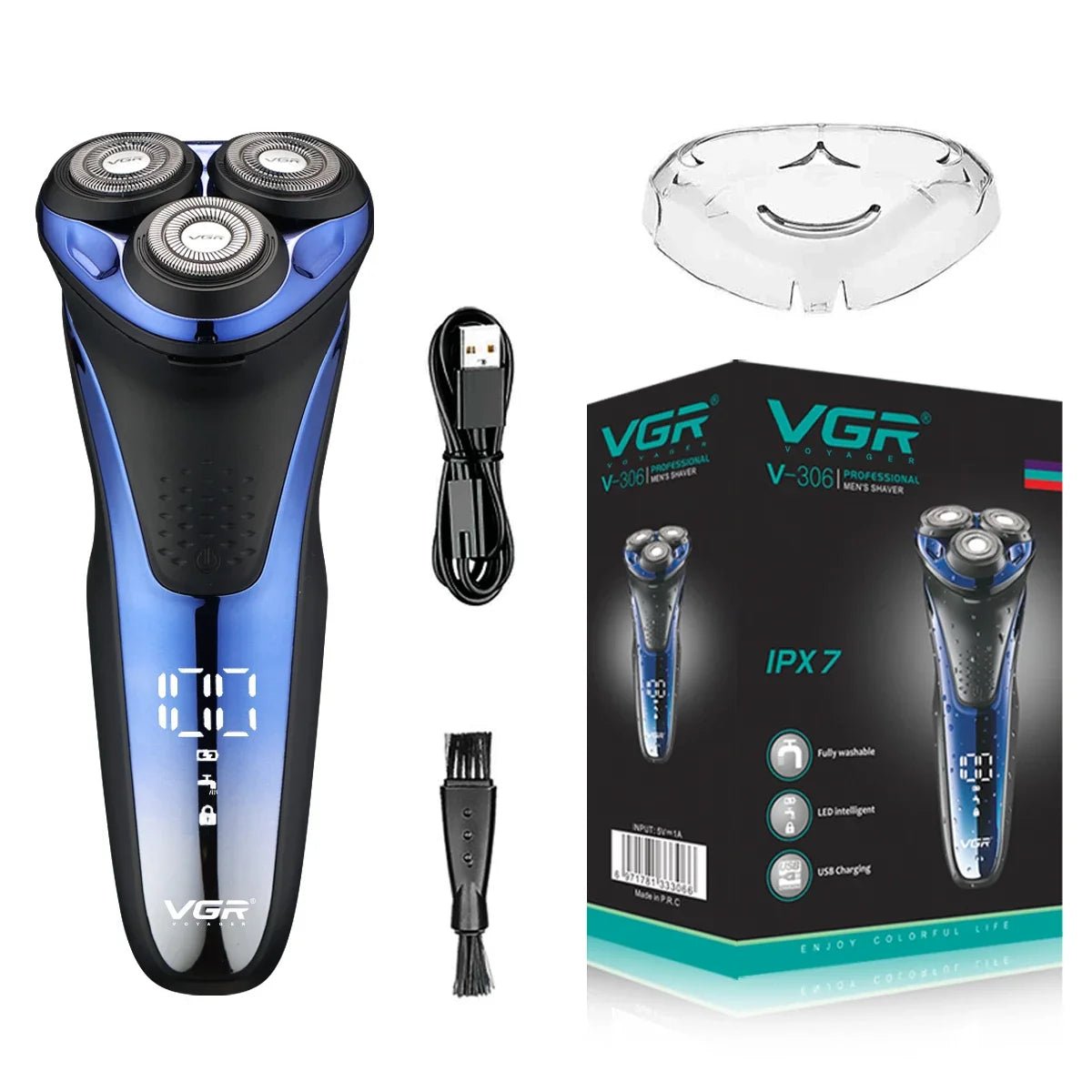 VGR Rasoir électrique Professionnelle Rasoir électrique Imperméable Tondeuse à barbe Rasage flottant rotatif 3D Rechargeable par USB Rasoir électrique pour hommes V-306 - FATAONVGR Rasoir électrique Professionnelle Rasoir électrique Imperméable Tondeuse à barbe Rasage flottant rotatif 3D Rechargeable par USB Rasoir électrique pour hommes V-306FATAON