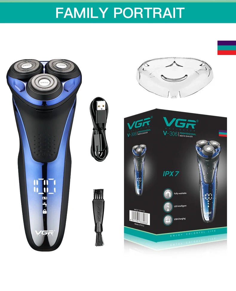 VGR Rasoir électrique Professionnelle Rasoir électrique Imperméable Tondeuse à barbe Rasage flottant rotatif 3D Rechargeable par USB Rasoir électrique pour hommes V-306 - FATAONVGR Rasoir électrique Professionnelle Rasoir électrique Imperméable Tondeuse à barbe Rasage flottant rotatif 3D Rechargeable par USB Rasoir électrique pour hommes V-306FATAON