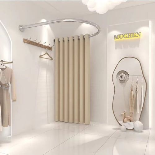 Wholesale Durable Aluminum Alloy Portable Curtain Frame Modern Adjuster Foldable Privacy Changing Room for Clothing Shop Use - FATAONWholesale Durable Aluminum Alloy Portable Curtain Frame Modern Adjuster Foldable Privacy Changing Room for Clothing Shop UseSolutions MaisonFATAON
