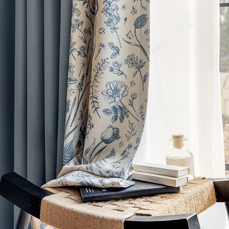 Window Curtain Floral Printed Living Room Curtain French Style Blackout Bedroom Curtains - FATAONWindow Curtain Floral Printed Living Room Curtain French Style Blackout Bedroom CurtainsSolutions MaisonFATAON