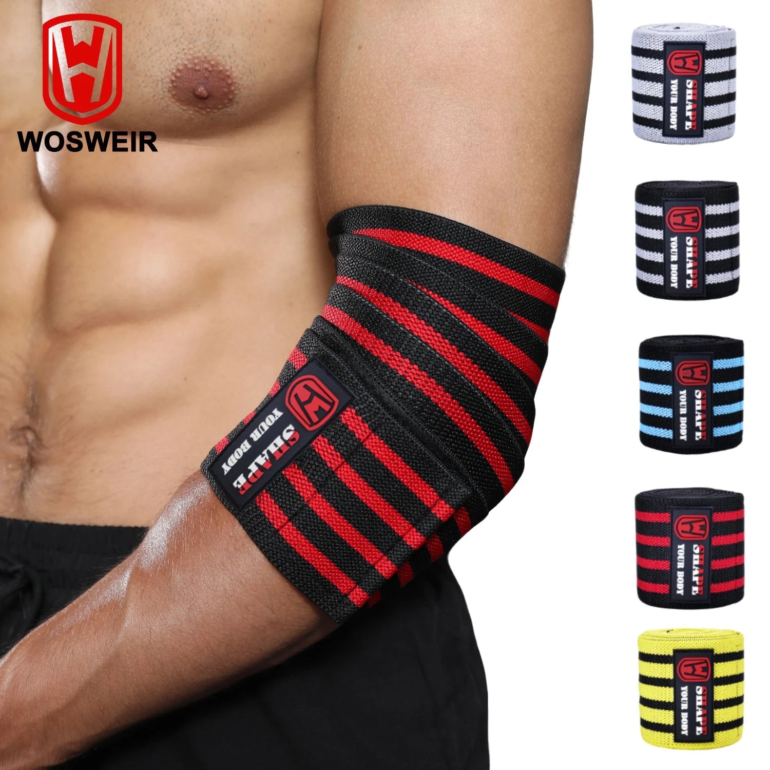WOSWEIR-Elbow Pad Protection, Professional Gym Fitness Equipment, Weightlifting Men's Elastic Pressurized Brace, Elbow Support - FATAONWOSWEIR-Elbow Pad Protection, Professional Gym Fitness Equipment, Weightlifting Men's Elastic Pressurized Brace, Elbow SupportFitness & SportFATAON