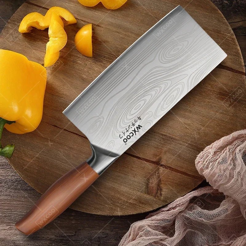 WXCOO couteau de Chef en acier inoxydable, couteau de cuisine domestique Laser motif damas ciseaux à trancher couperet porte-couteau à fruits - FATAONWXCOO couteau de Chef en acier inoxydable, couteau de cuisine domestique Laser motif damas ciseaux à trancher couperet porte-couteau à fruitsSolutions MaisonFATAON