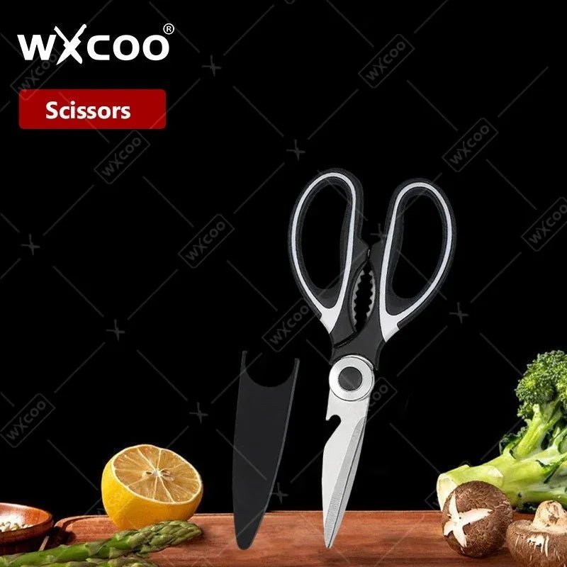 WXCOO couteau de Chef en acier inoxydable, couteau de cuisine domestique Laser motif damas ciseaux à trancher couperet porte-couteau à fruits - FATAONWXCOO couteau de Chef en acier inoxydable, couteau de cuisine domestique Laser motif damas ciseaux à trancher couperet porte-couteau à fruitsSolutions MaisonFATAON