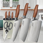 WXCOO couteau de Chef en acier inoxydable, couteau de cuisine domestique Laser motif damas ciseaux à trancher couperet porte-couteau à fruits - FATAONWXCOO couteau de Chef en acier inoxydable, couteau de cuisine domestique Laser motif damas ciseaux à trancher couperet porte-couteau à fruitsSolutions MaisonFATAON