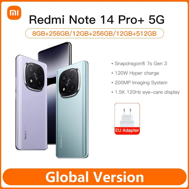 Xiaomi Redmi Note 14 Pro + Plus 5G Version mondiale téléphone portable 200MP AI caméra Snapdragon 7s Gen 3 120W HyperCharge 1.5K 120Hz IP68 - FATAONXiaomi Redmi Note 14 Pro + Plus 5G Version mondiale téléphone portable 200MP AI caméra Snapdragon 7s Gen 3 120W HyperCharge 1.5K 120Hz IP68Productivité & OrganisationFATAON