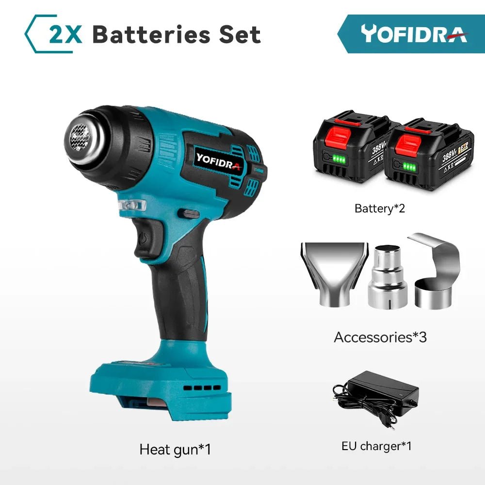 Yofidra 2000W pistolet thermique électrique pistolet à Air chaud portatif sans fil avec 3 buses sèche-cheveux industriel à domicile pour broche de batterie Makita - FATAONYofidra 2000W pistolet thermique électrique pistolet à Air chaud portatif sans fil avec 3 buses sèche-cheveux industriel à domicile pour broche de batterie MakitaOutils & PerformanceFATAON