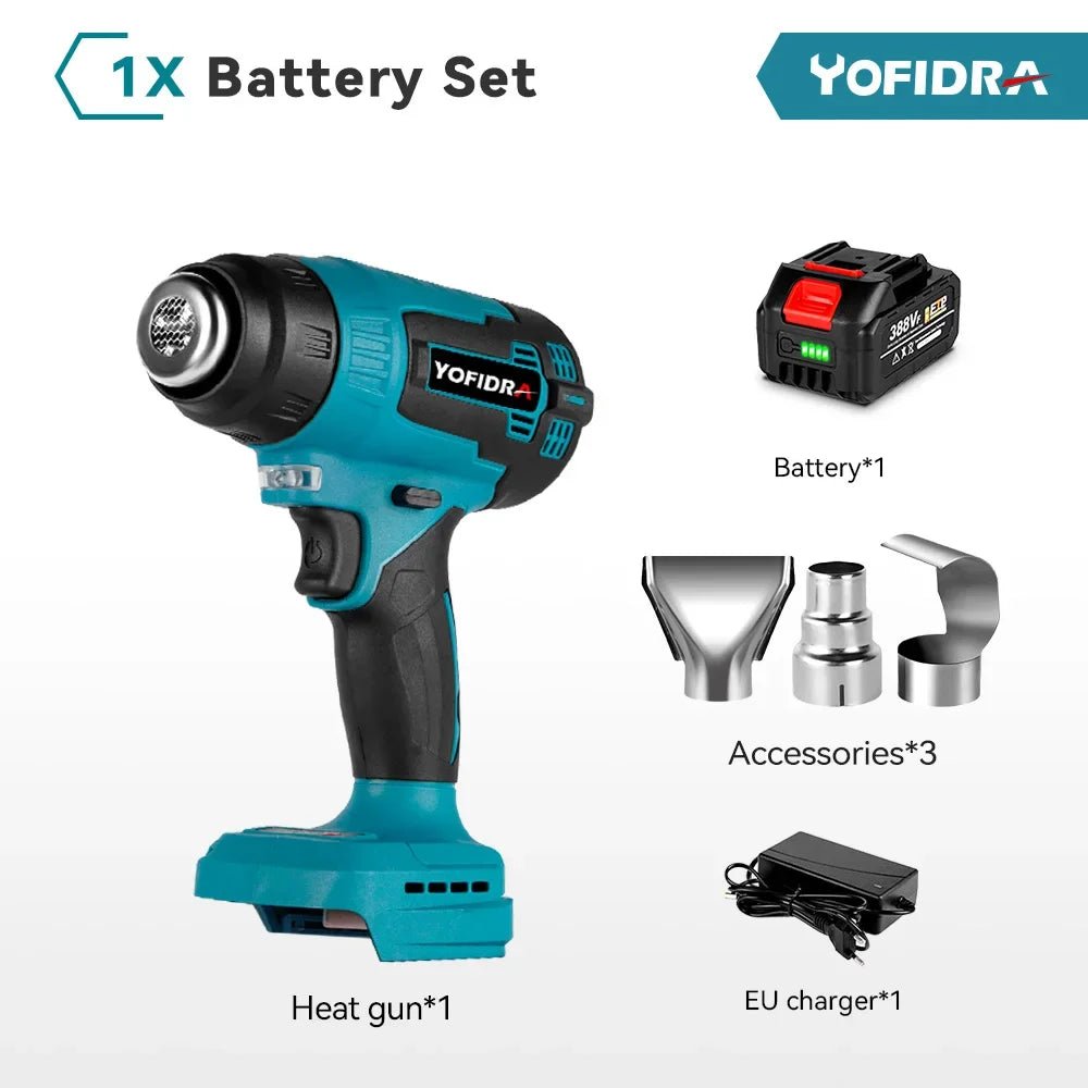 Yofidra 2000W pistolet thermique électrique pistolet à Air chaud portatif sans fil avec 3 buses sèche-cheveux industriel à domicile pour broche de batterie Makita - FATAONYofidra 2000W pistolet thermique électrique pistolet à Air chaud portatif sans fil avec 3 buses sèche-cheveux industriel à domicile pour broche de batterie MakitaOutils & PerformanceFATAON