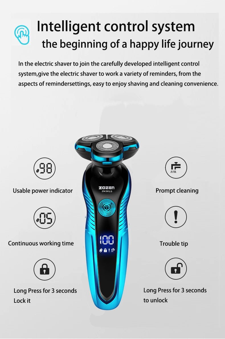 ZOZEN rasoir électrique rasoir électrique lavable Rechargeable corps tondeuse à cheveux Machine à raser pour hommes tondeuse à barbe utilisation sèche et humide - FATAONZOZEN rasoir électrique rasoir électrique lavable Rechargeable corps tondeuse à cheveux Machine à raser pour hommes tondeuse à barbe utilisation sèche et humideBeauté HommeFATAON